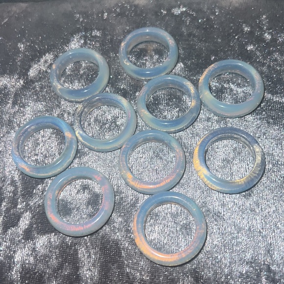 Opal ring bands opalite clear shiny milky healing crystal rock opalite ring band - Picture 12 of 17